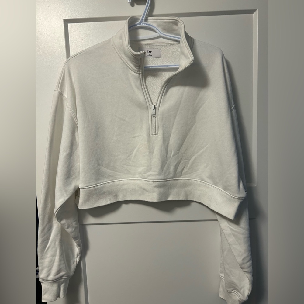 White cropped TNA quarter zip